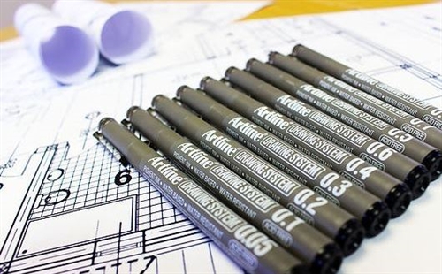 Artline Drawing System Pen, sort, forskellige tykkelser